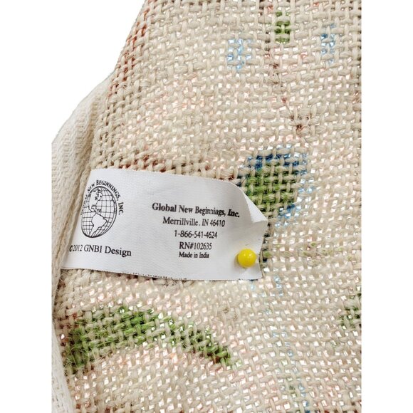 Jute Burlap Tote Floral Design Multi-Color Eco Friendly Reusable Shopping Bag - Picture 10 of 14